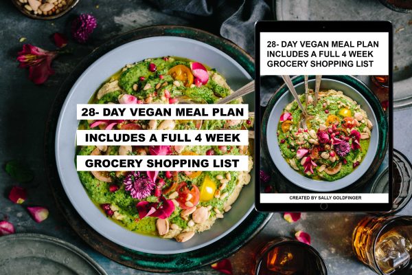 28 Day Vegan Meal PLan with 4 week Full Grocery shopping list